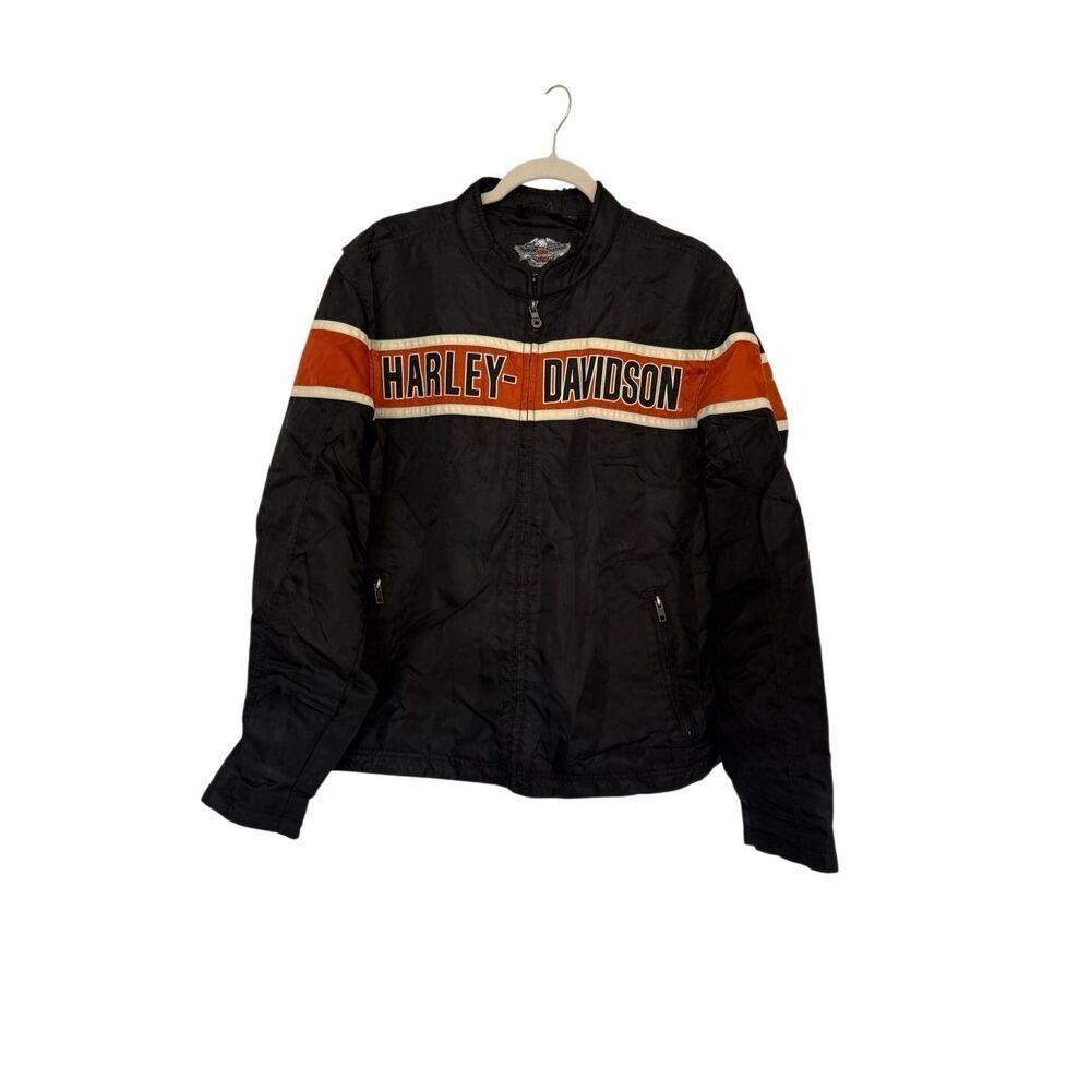 Harley Davidson Mens Black Full Zip Logo Generations Motorcycle Jacket Large